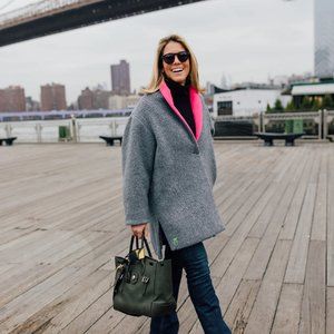 Dudley Stephens Rockaway Cocoon Coat in Shearling (Neon Pink)